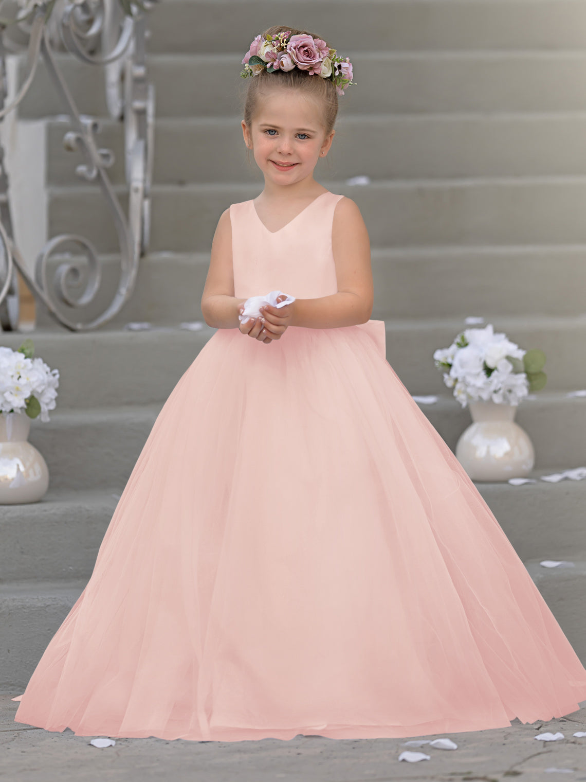 Timeless A-Line Sleeveless Satin and Tulle Flower Girl Dress