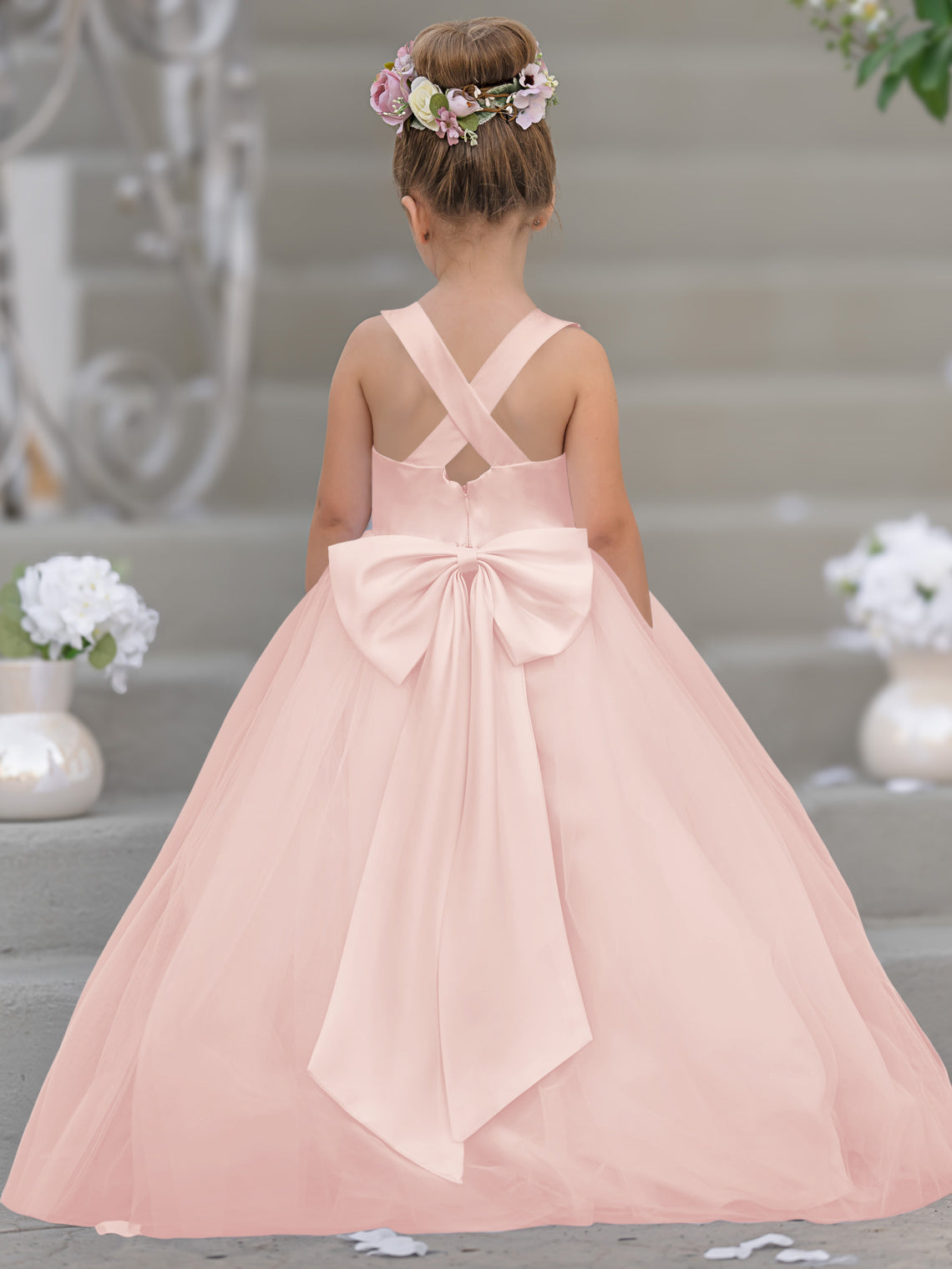 Timeless A-Line Sleeveless Satin and Tulle Flower Girl Dress