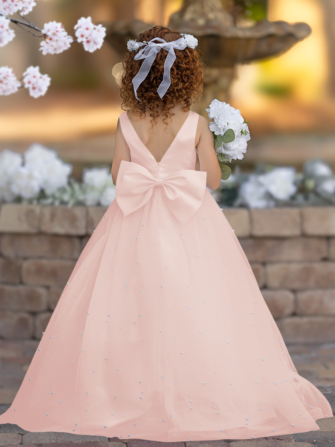 Elegant Princess Ball Gown Satin & Tulle Flower Girl Dress