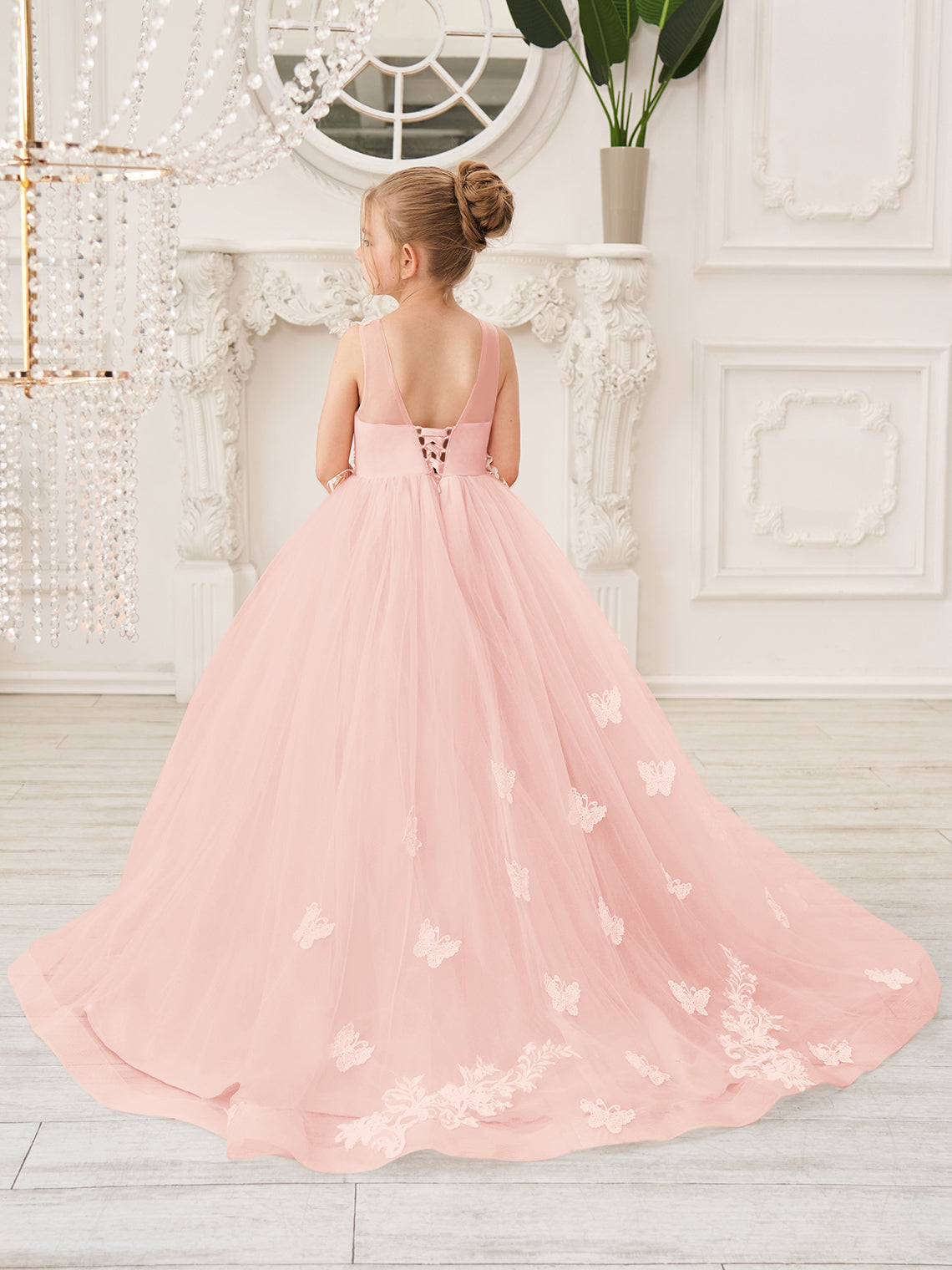 Elegant A-Line Princess Sleeveless Tulle Flower Girl Dress