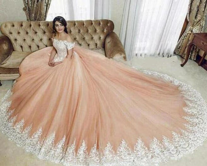 NumberSea Pink Ball Gown Prom Girls Sweet Wedding Dress