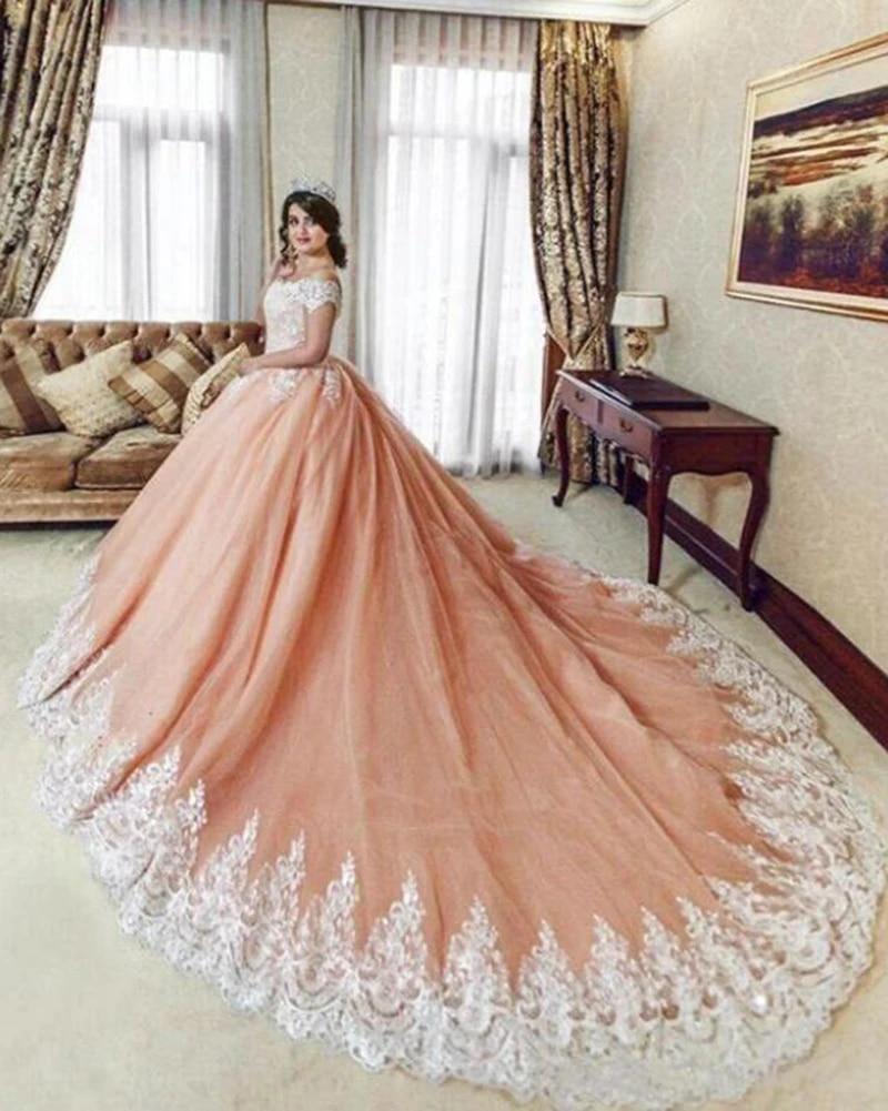 NumberSea Pink Ball Gown Prom Girls Sweet Wedding Dress