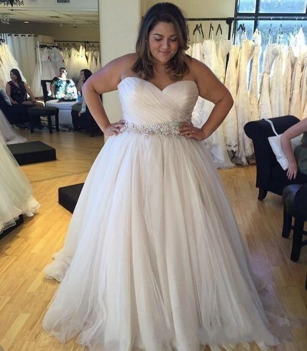 NumberSea Plus size Wedding Dress A-line Sweetheart Pleated Shiny