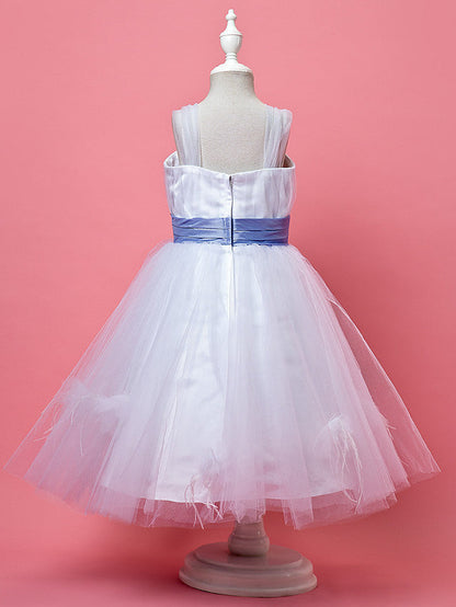 Princess Knee Length Tulle Sleeveless Straps Flower Girl Dresses