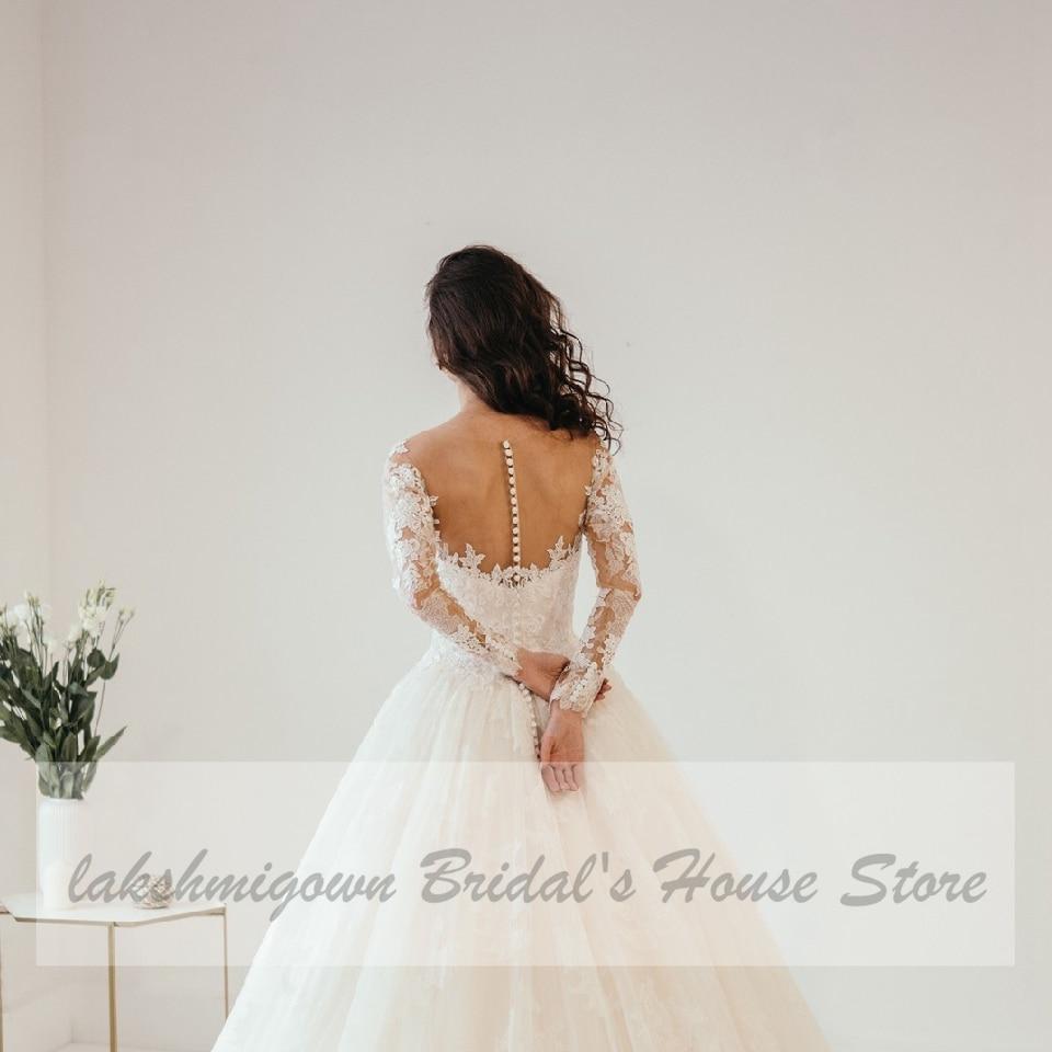 NumberSea Princess Lace Ball Gown Wedding Dresses Long Sleeves