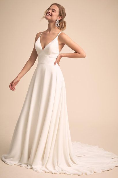 NumberSea Simple V Neck Spaghetti Straps Chiffon A Line Wedding Dress With Lace Back Bridal Gown 2025