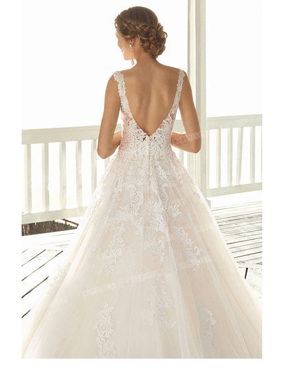 NumberSea Wedding Dress Luxury Sexy V-neck Court Train Backless Ball Gown Princess Backless Wedding Dresses Custom Size