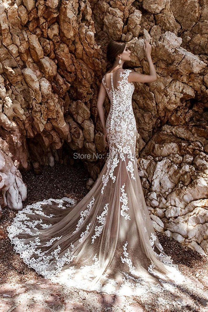 NumberSea Sexy Two Piece Mermaid Wedding Dresses 2021 Champagne with Detachable Skirt Romantic Ivory Lace Applique Bridal Gowns