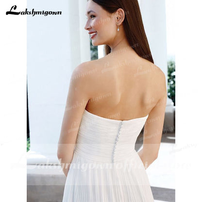 NumberSea Kurze Vorderseite Lange Rückseite Herzförmiger Ausschnitt Falten Off Shoulder Brautkleid Mit Rückenknöpfen Abito da Sposa Corto Davanti Lakshmigown