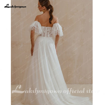 NumberSea Sweetheart Neck Wedding Dress with short sleeves Vestidos de Novia Lace Appliques Wedding Gowns Robe Mariage Lakshmigown