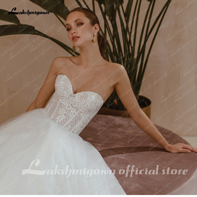 NumberSea Sweetheart Neck Wedding Dress with short sleeves Vestidos de Novia Lace Appliques Wedding Gowns Robe Mariage Lakshmigown