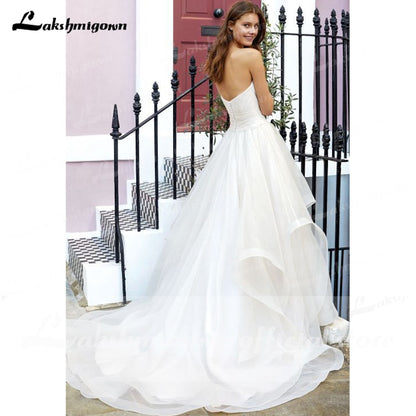 NumberSea vestido noiva 2021 Einfache Schatz Falten Weg Von der Schulter Braut Hochzeit Kleider Charming Elegante robe de soirée de mariage