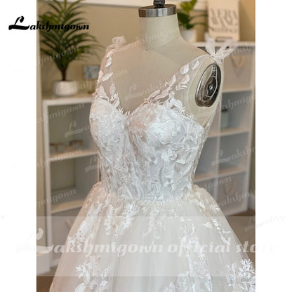 NumberSea Short Wedding Dresses Summer 2021 Tea Length Robe De Mariée V-Neck Lace appliques Bride Dress Vestido De Novia