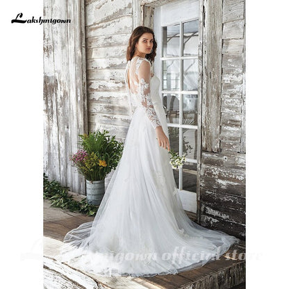 NumberSea White Wedding Dress Boho Two Pieces Sexy 2021 Bridal Gown Sleeveless Floor Length With Court Train Lace Appliques Elegant