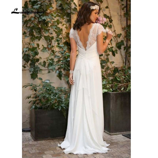 NumberSea Western Country Wedding Dresses 2021 Lace Chiffon Modest Long Bohemian Bridal Gowns Plus Size Robe de mariée en dentelle