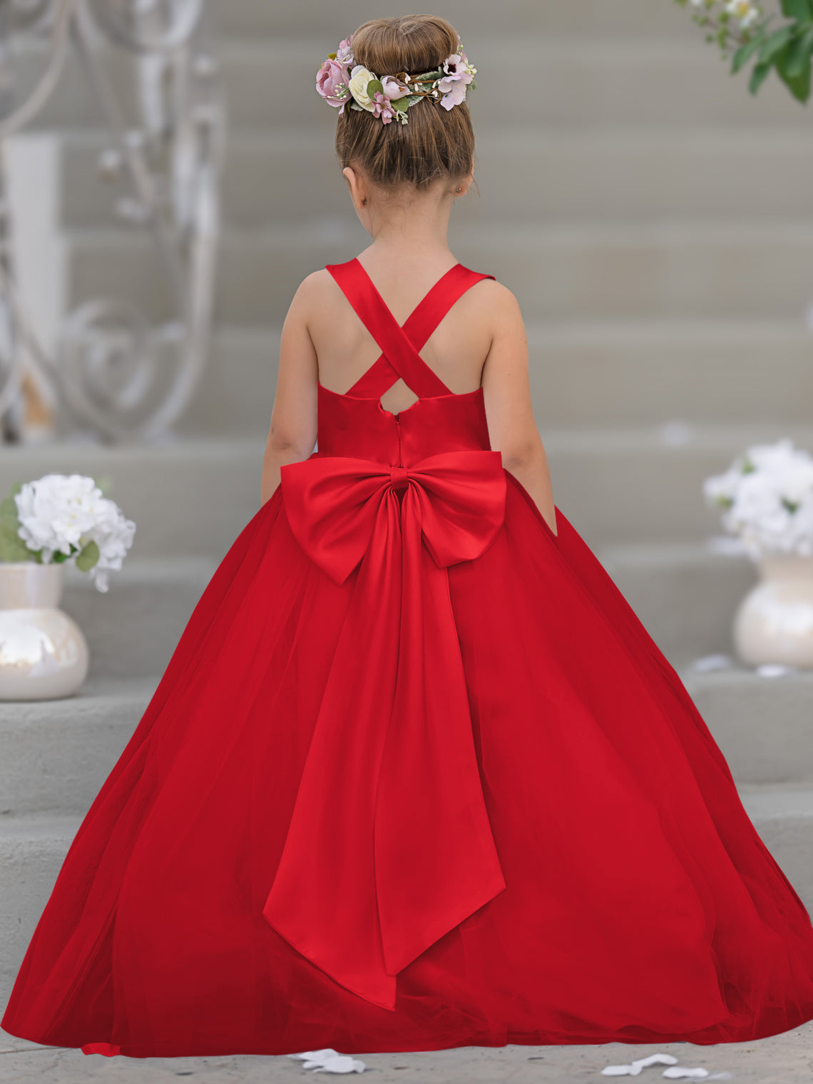 Timeless A-Line Sleeveless Satin and Tulle Flower Girl Dress