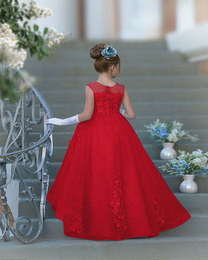 Serenity Princess Ball Gown with Lace Appliques and Butterfly Embellishments