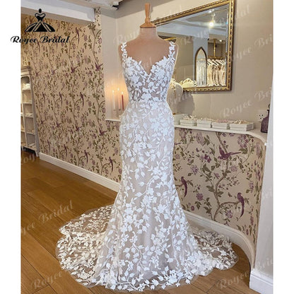 Robe Mariée Sirene Spaghettiträger Boho Hochzeitskleid Rückenfreie Spitze Schatz Meerjungfrau/Trompete Strand Mariage Brautkleid 2022