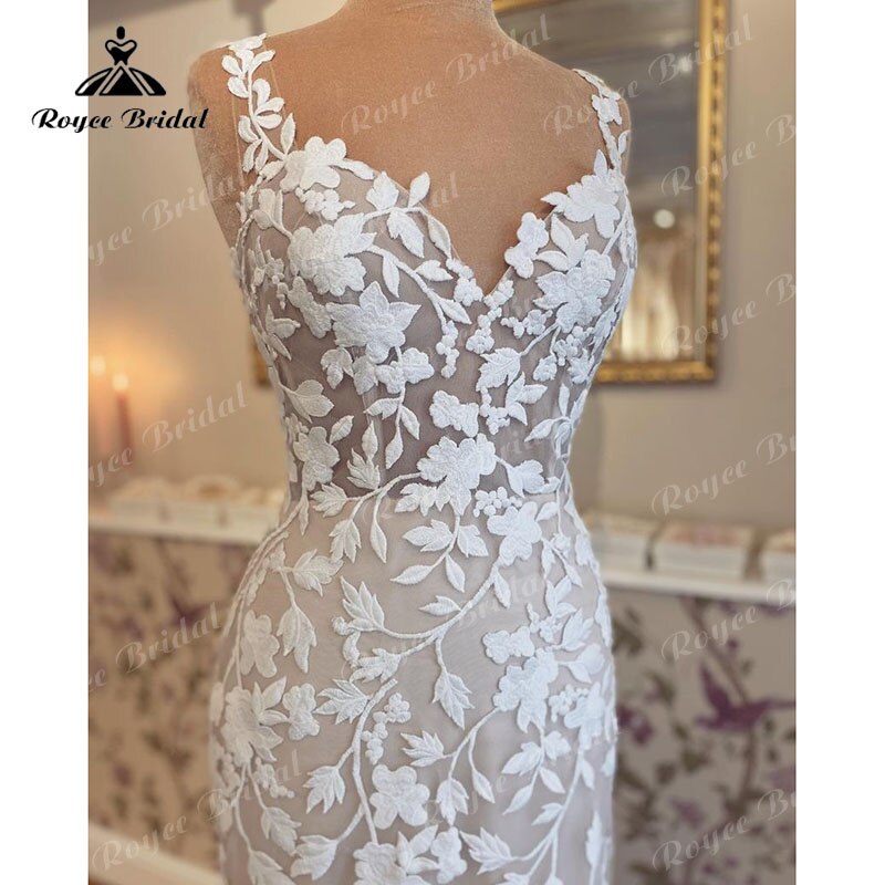 Robe Mariée Sirene Spaghettiträger Boho Hochzeitskleid Rückenfreie Spitze Schatz Meerjungfrau/Trompete Strand Mariage Brautkleid 2022