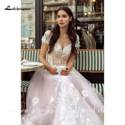 NumberSea Romantic Shiny tulle Pink Tulle Wedding Dresses