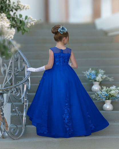 Serenity Princess Ball Gown with Lace Appliques and Butterfly Embellishments