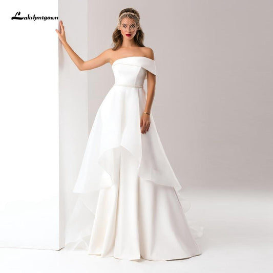 NumberSea Satin Abnehmbarer Rock Hochzeit Kleid Meerjungfrau Elegante