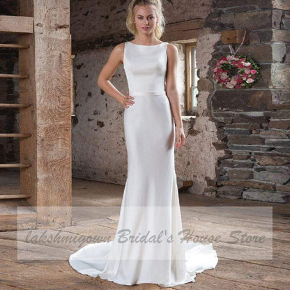 NumberSea Satin Mermaid Wedding Dresses Sleeveless Elegant