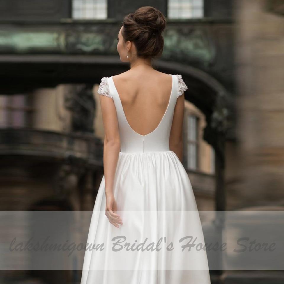 NumberSea Satin Short Wedding Dresses for Bridal Sexy Backless Beach