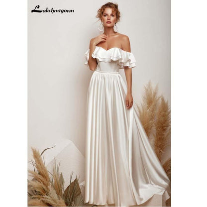 NumberSea Satin Hochzeitskleid Sexy Brautkleid mit Schnürung