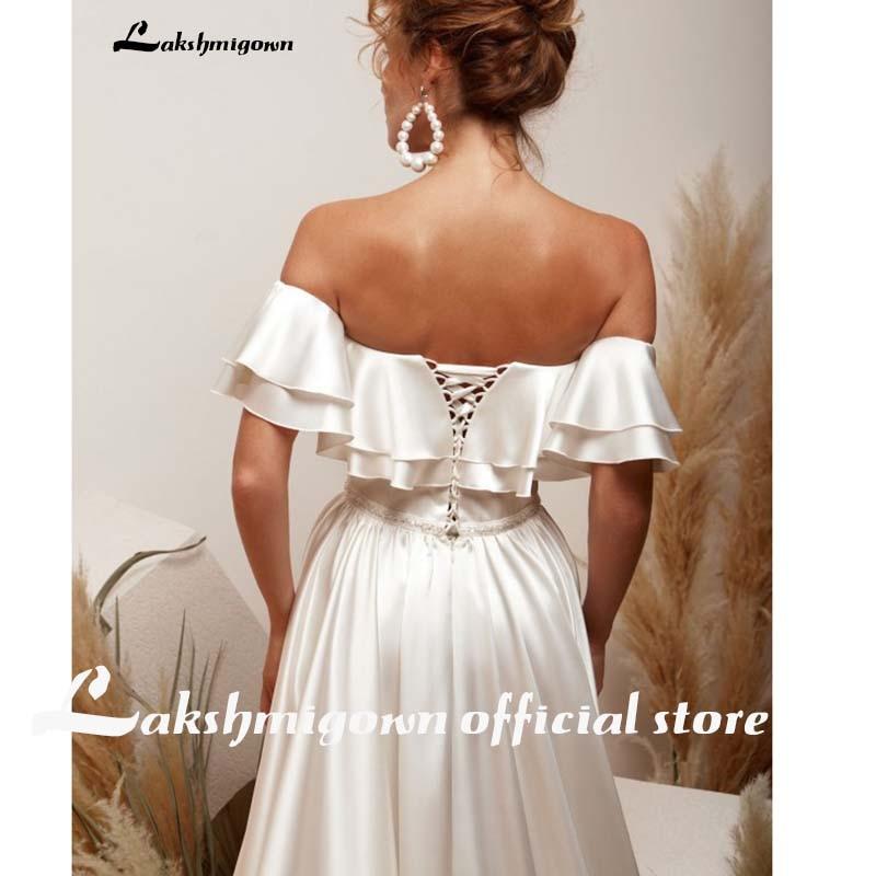 NumberSea Satin Wedding Dress Sexy Bridal Dress Lace Up