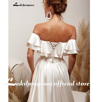 NumberSea Satin Wedding Dress Sexy Bridal Dress Lace Up