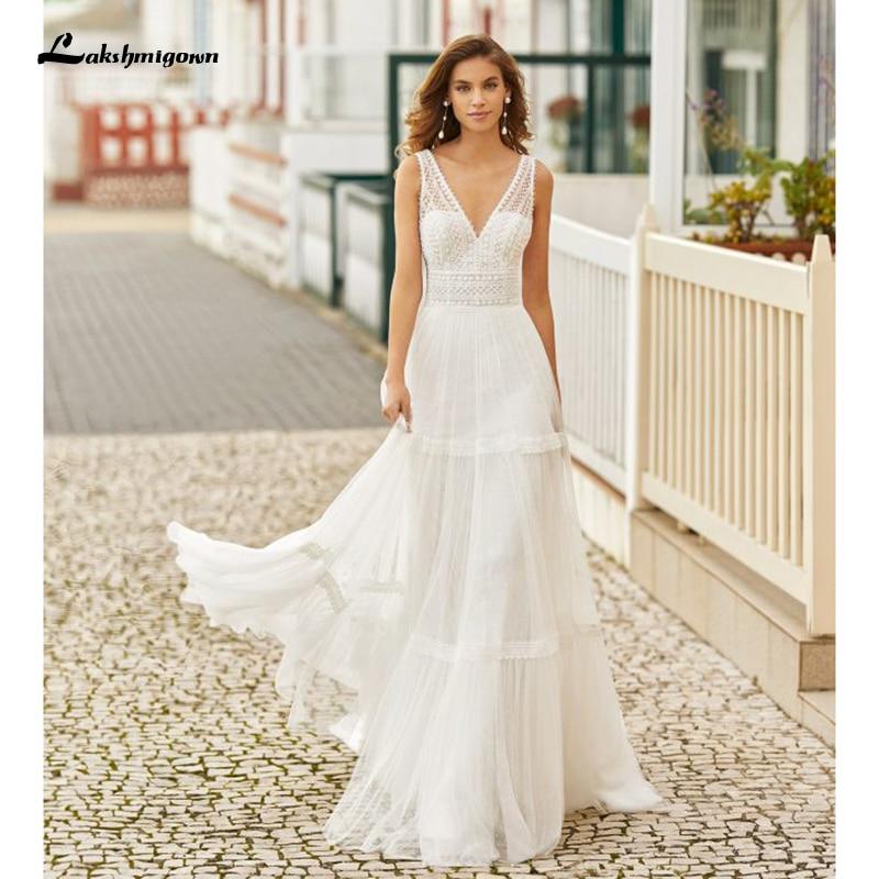 NumberSea Sexy Beach Lace Wedding Dresses Backless A Line