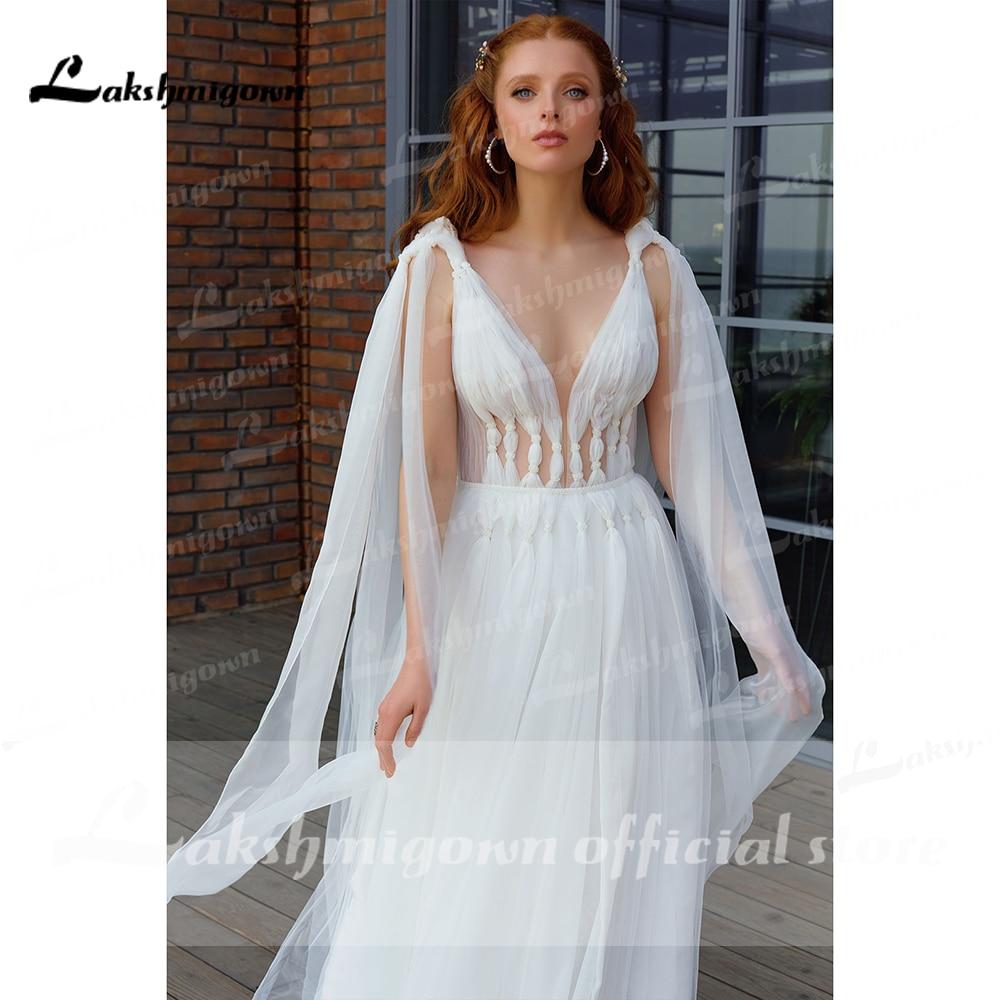 NumberSea Sexy Deep V Neck Open Back fairy Tulle Wedding Dresses