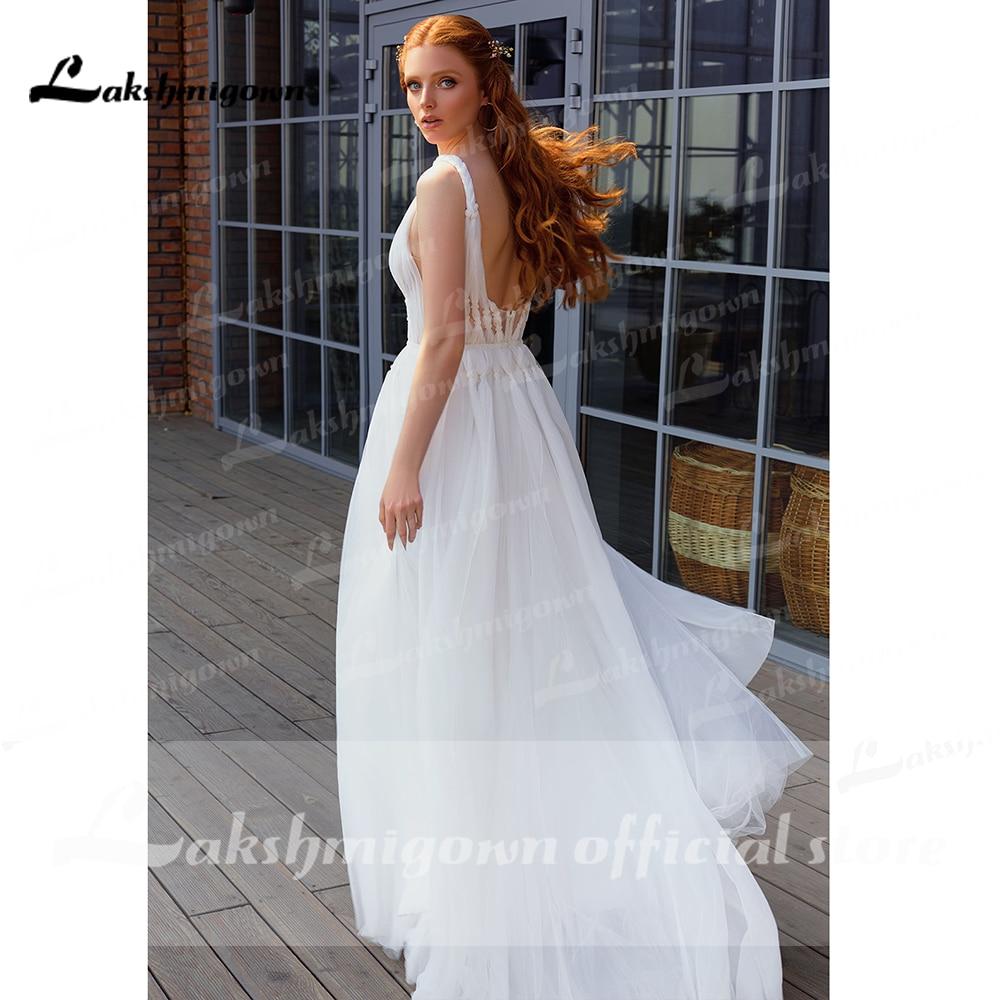 NumberSea Sexy Deep V Neck Open Back fairy Tulle Wedding Dresses