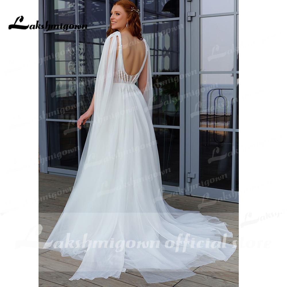 NumberSea Sexy Deep V Neck Open Back fairy Tulle Wedding Dresses