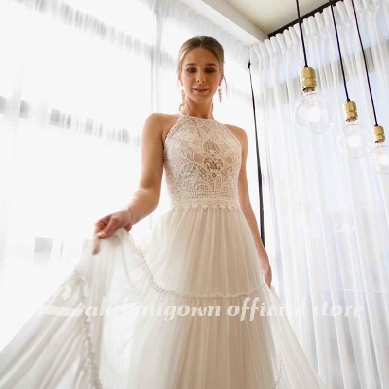 NumberSea Sexy See Through Lace Backless Beach Wedding Dresses