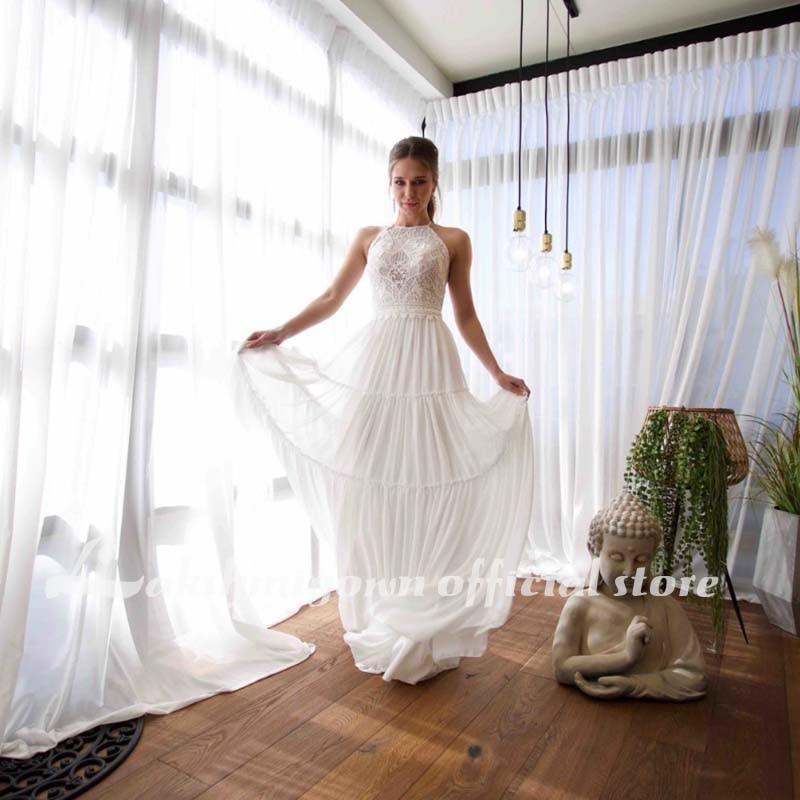 NumberSea Sexy See Through Lace Backless Beach Wedding Dresses