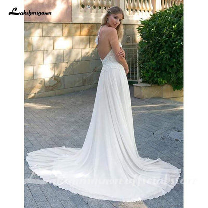 NumberSea Sexy Side Split Beach Wedding Dress Summer