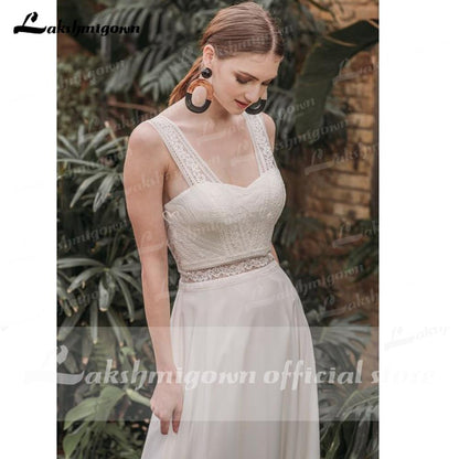 NumberSea Sexy Sweetheart Sleeveless Tank Lace Chiffon Backless Wedding Dresses