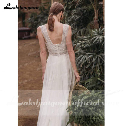 NumberSea Sexy Sweetheart Sleeveless Tank Lace Chiffon Backless Wedding Dresses