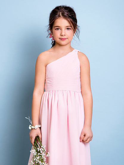 Short A-Line One Shoulder Flower Girl Dresses Chiffon Junior Bridesmaid Dress