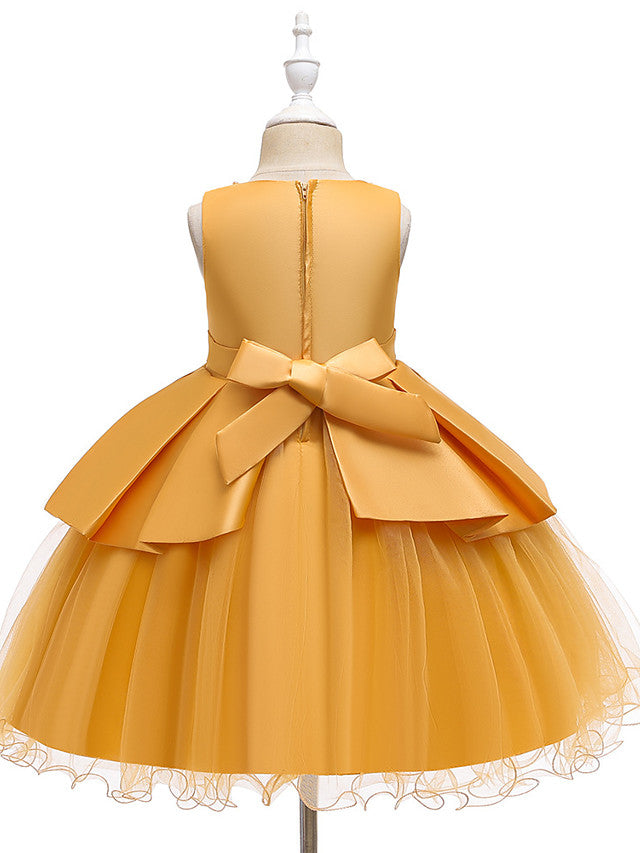 Short A-Line Tulle Satin Jewel Neck Wedding Party Communion Dresses