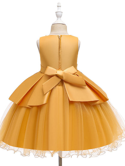 Short A-Line Tulle Satin Jewel Neck Wedding Party Communion Dresses