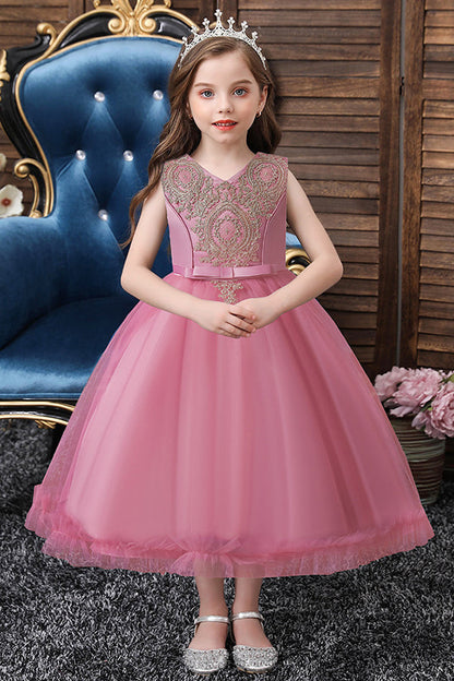 Short Ball Gown Appliques Lace Scoop Tulle Flower Girl Dresses