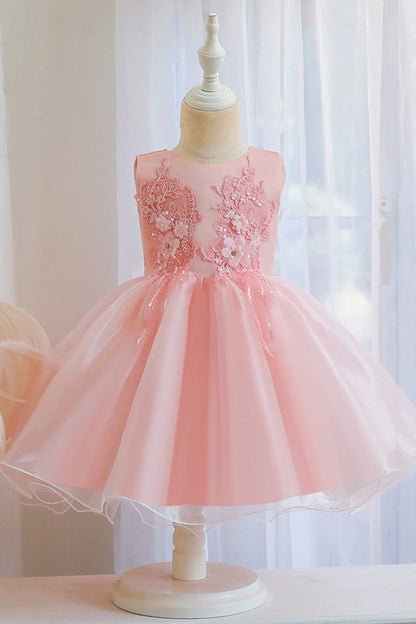 Short Ball Gown Appliques Sleeveless Scoop Tulle Flower Girl Dresses