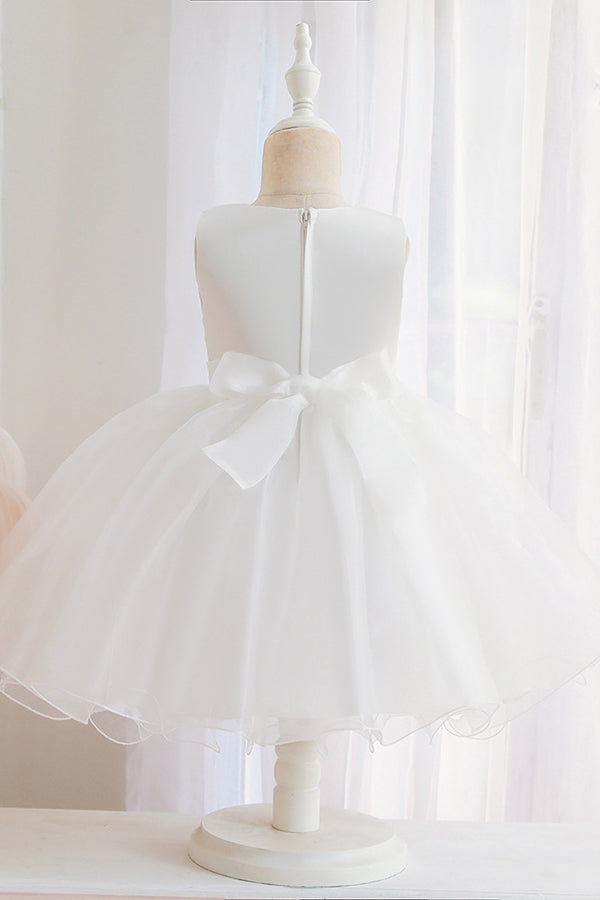 Short Ball Gown Appliques Sleeveless Scoop Tulle Flower Girl Dresses