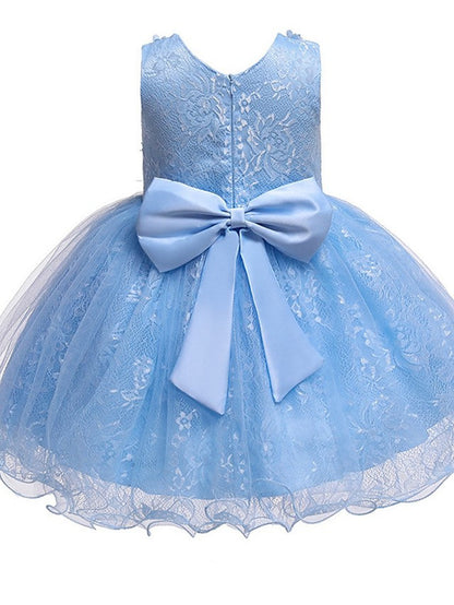 Short Princess Ball Gown Tulle Jewel Neck Wedding Party Flower Girl Dresses