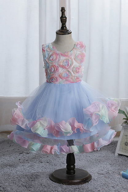 Short Princess Floral Tulle Flower Girl Dresses