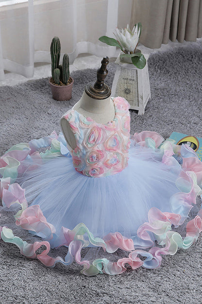 Short Princess Floral Tulle Flower Girl Dresses