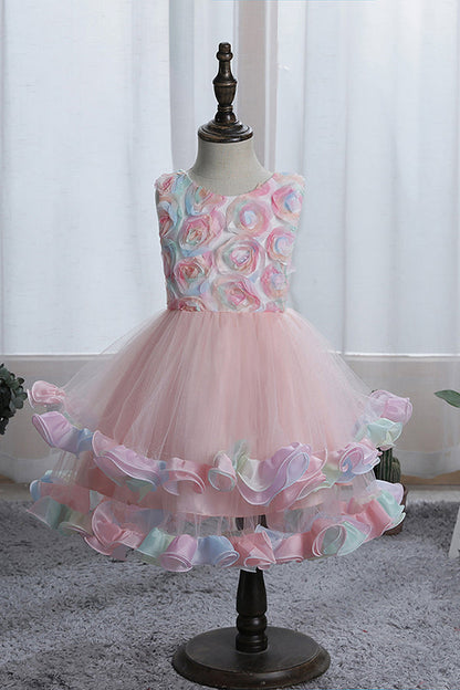 Short Princess Floral Tulle Flower Girl Dresses